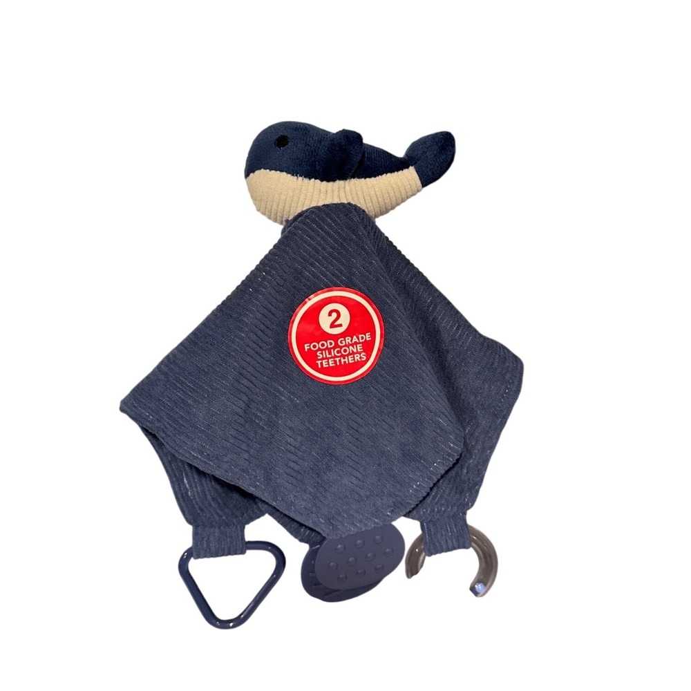 Modern Baby Whale Navy‎ Blue Corduroy Lovey Calming Sensory Security Blanket NWT